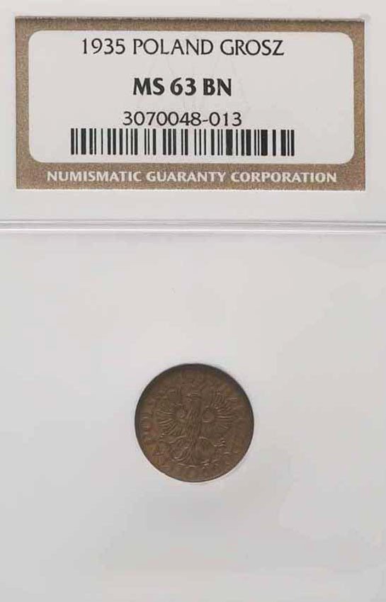 II RP. 1 grosz 1935 NGC MS63 BN